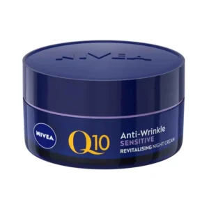 NIVEA Q10 Anti-Wrinkle Sensitive Revitalising Night Cream, designed for sensitive skin - 50ml (France)